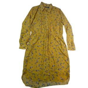 Lauren Ralph Lauren Shirt Dress – 16 Yellow Floral Midi Drawstring Resort